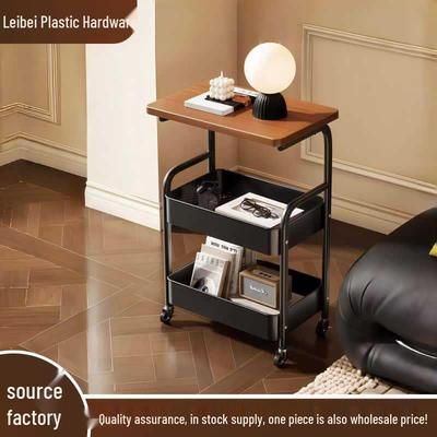 Тележка напольная в стиле ретро: Многоярусная стойка для закусок и журнальный столик с бесшумными колесиками