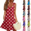Women's Summer Dress With Pocket Sleeveless Polka Dot Print Sundress