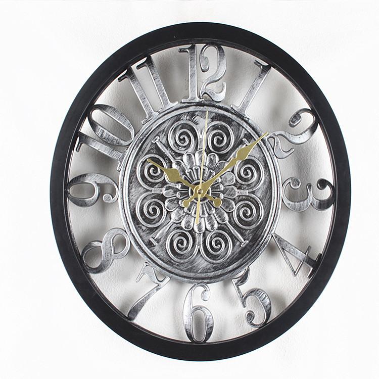 Retro Silent Wall Clock Living Room Simple European Antique Wall Clock Country Industrial Style Creative Large Clock