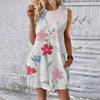 Women's Casual And Fashionable Round-neck Sleeveless Printing Mid Length Dress