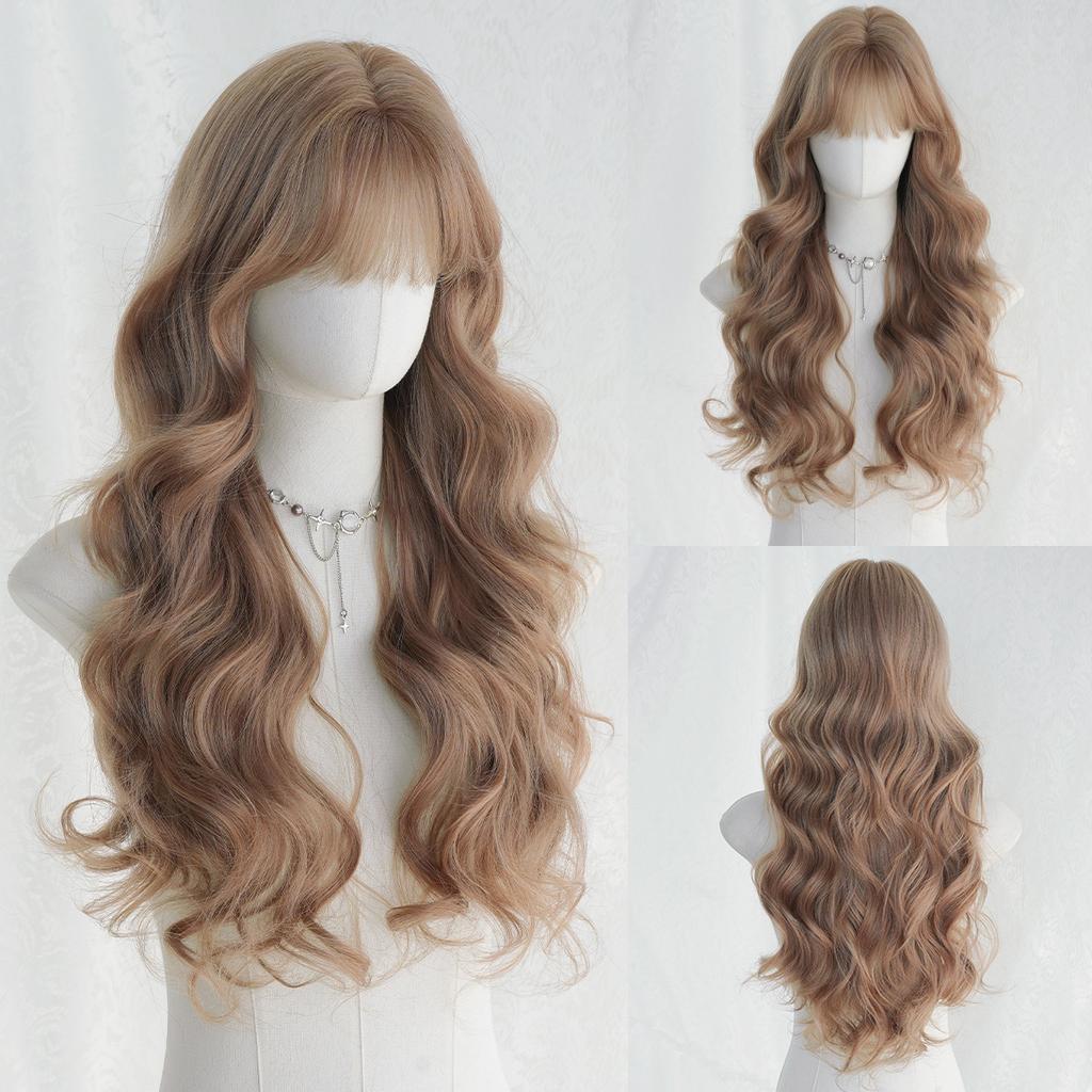 Extra Long Brown Big Waves Wig for Women - Rose Net Full Cap Voluminous Natural, Daily Quick Beauty, High Quality Hair Volume