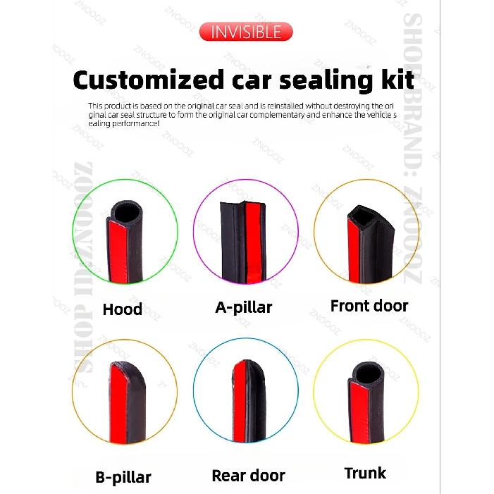 12PCS Car Door Seal Strip Rubber Double Layer Sealing Protector Soundproof Strip Dustproof Seal Strip For Tesla Model S 3 X Y