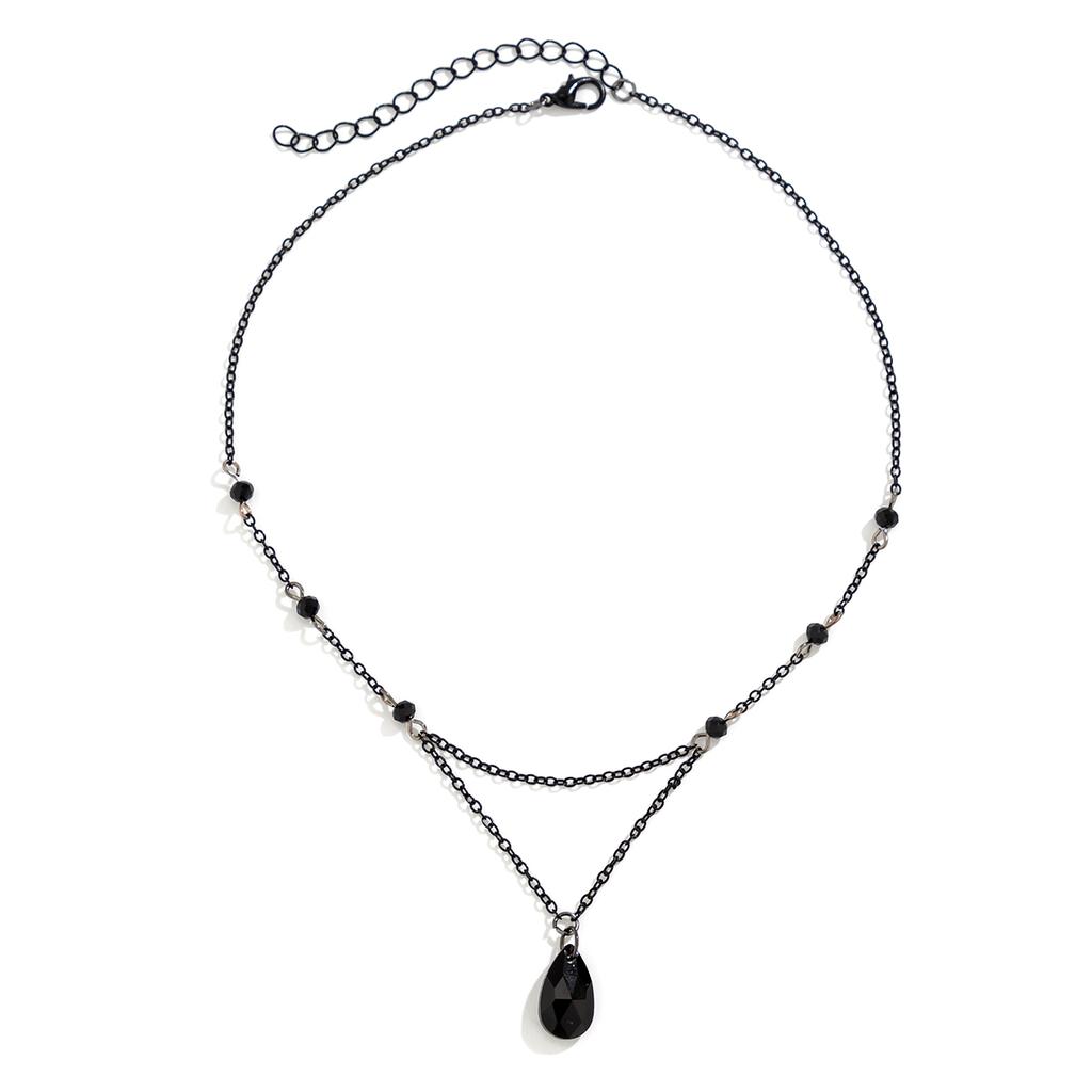 Ingemark Elegant Trendy Black Red Water Drop Pendant Chokers Necklace for Women Exquisite Metal Thin Chain New Year Jewelry Gift
