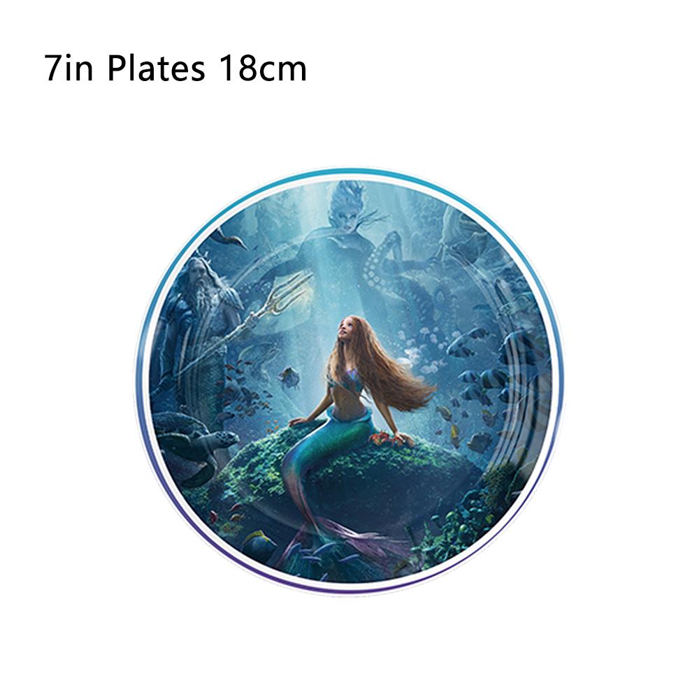51Pcs Plates, Napkins, Cups & Tablecloth For Little Mermaid Theme Birthday Party