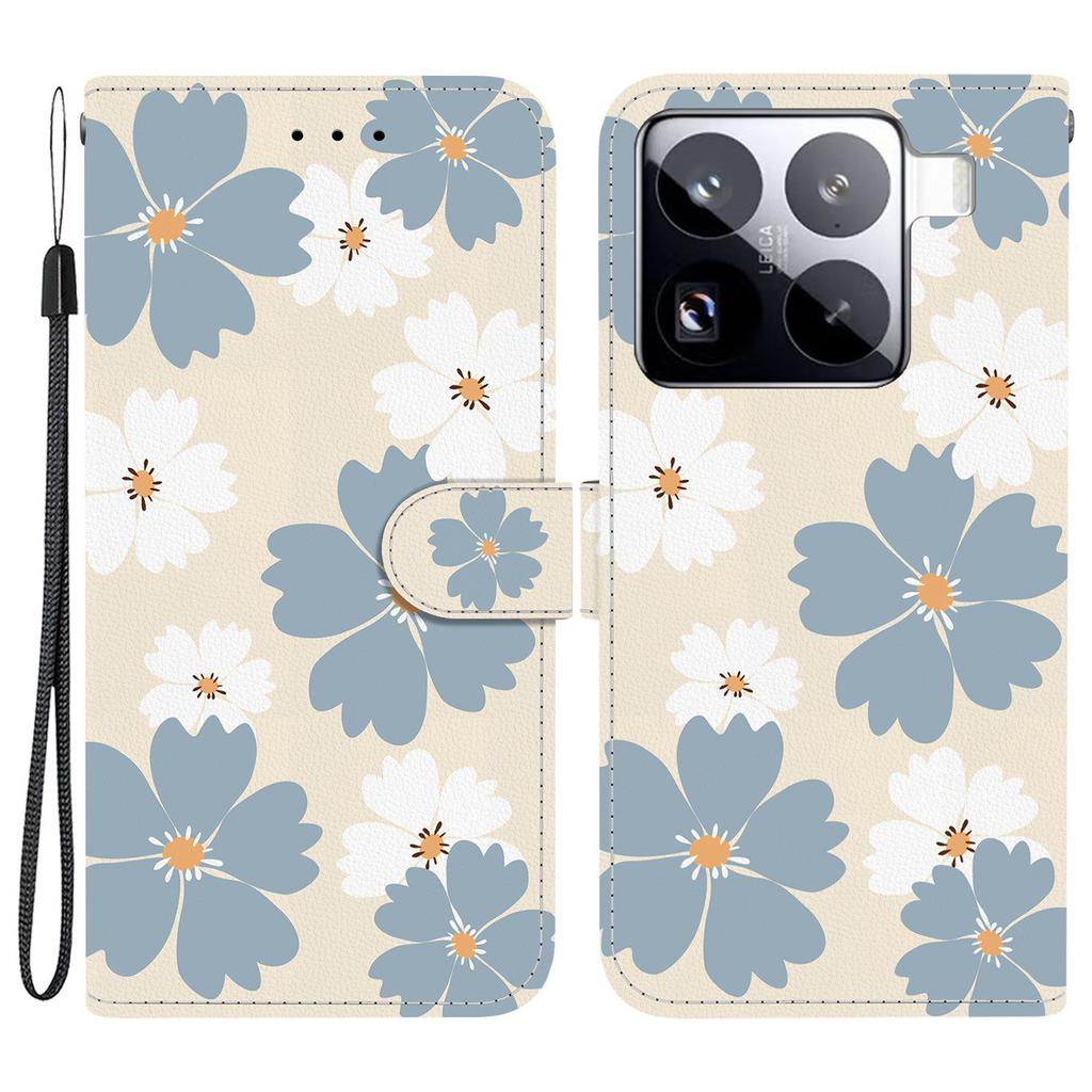 Для Xiaomi 15 Pro Чехол-кошелек с принтом, кожаная подставка, чехол для телефона с ремешком