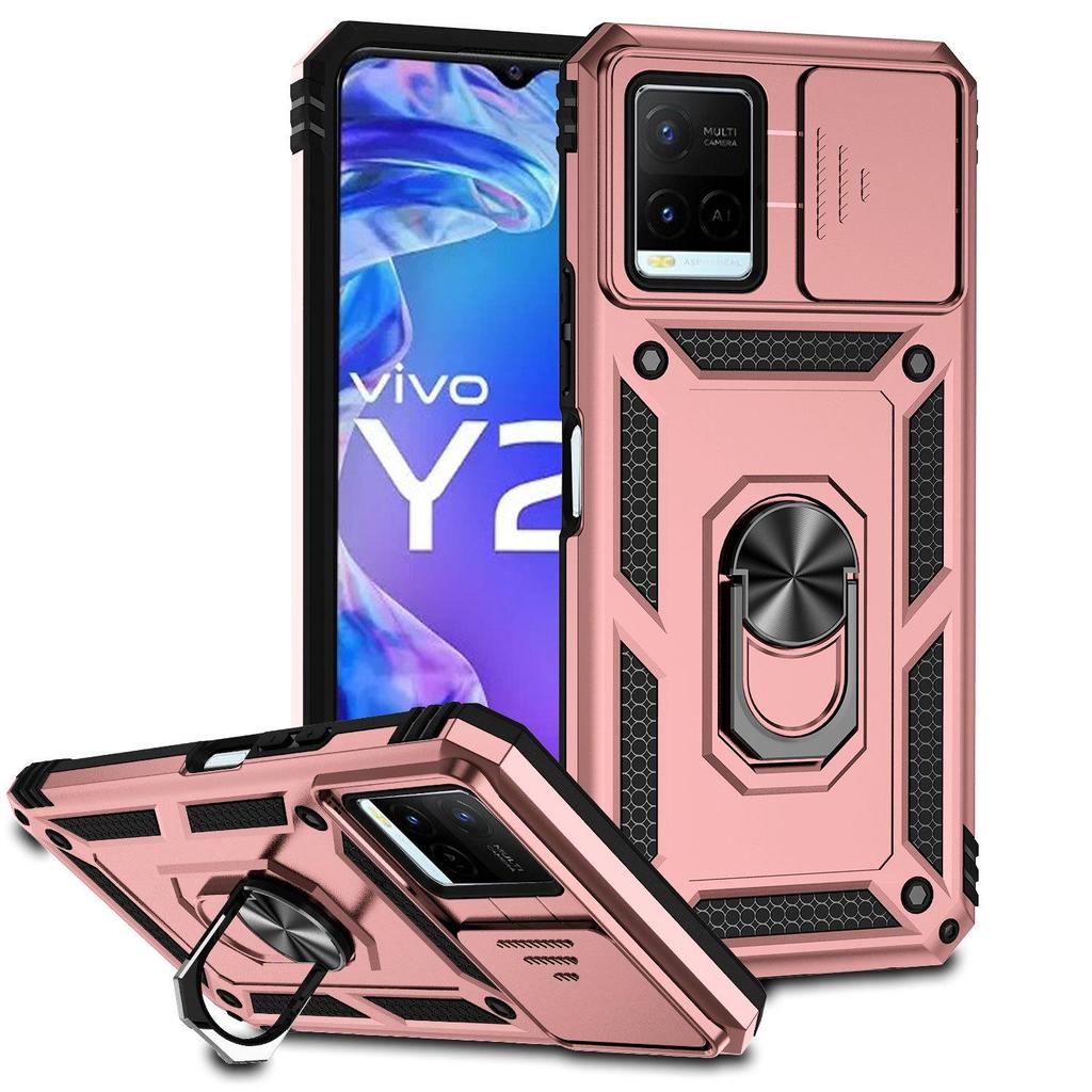 VIVO Y21/Y33S/Y20 Protective Push-Window Phone Case with Stand