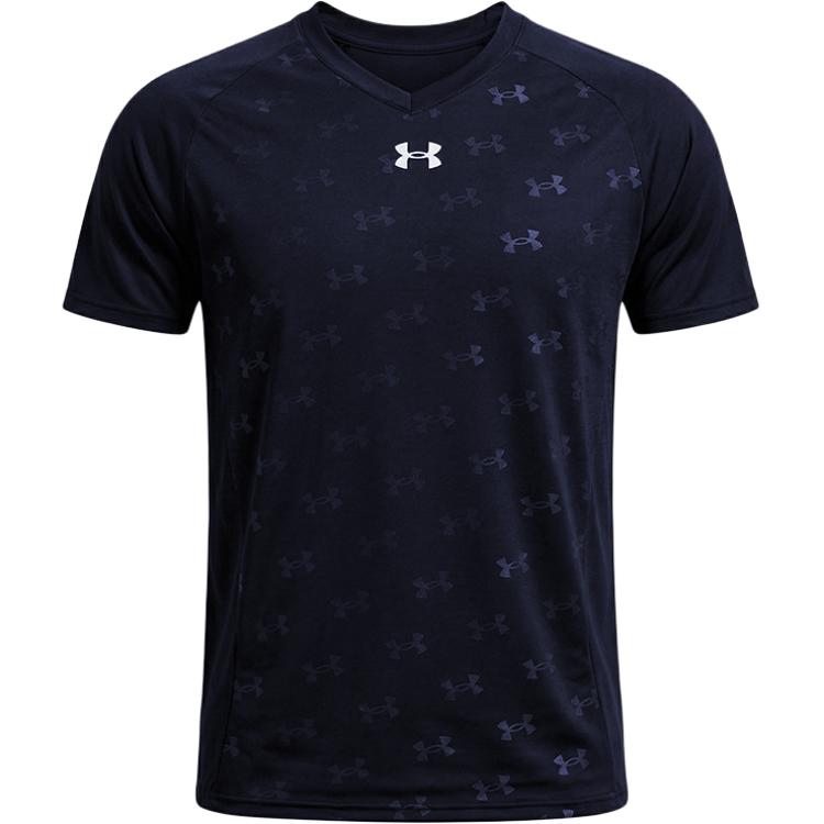 Under Armour Свободный крой с V-образным вырезом, быстросохнущая дышащая футболка с коротким рукавом, унисекс, топы, темно-синие 21500531-409