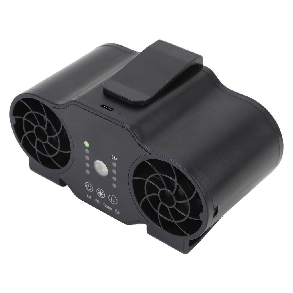 Clip On Waist Fan 4 Speed Gears Forward Reverse Rotation USB Rechargeable Summer Cooling Fan with Hanging Lanyard