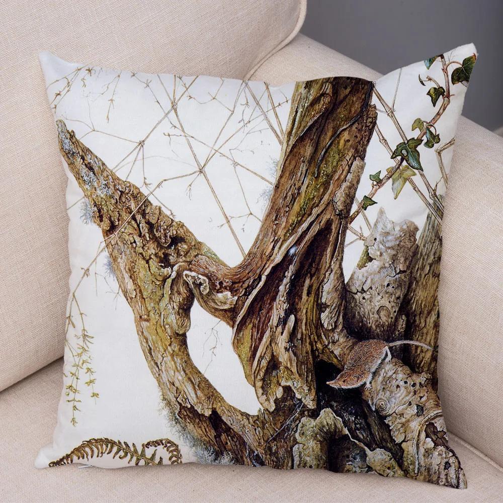 Bedroom Sofa Car Cushion Cover Cartoon Animal Colorful Fox Bird Squirrel Series Home Office Decoration Pillow