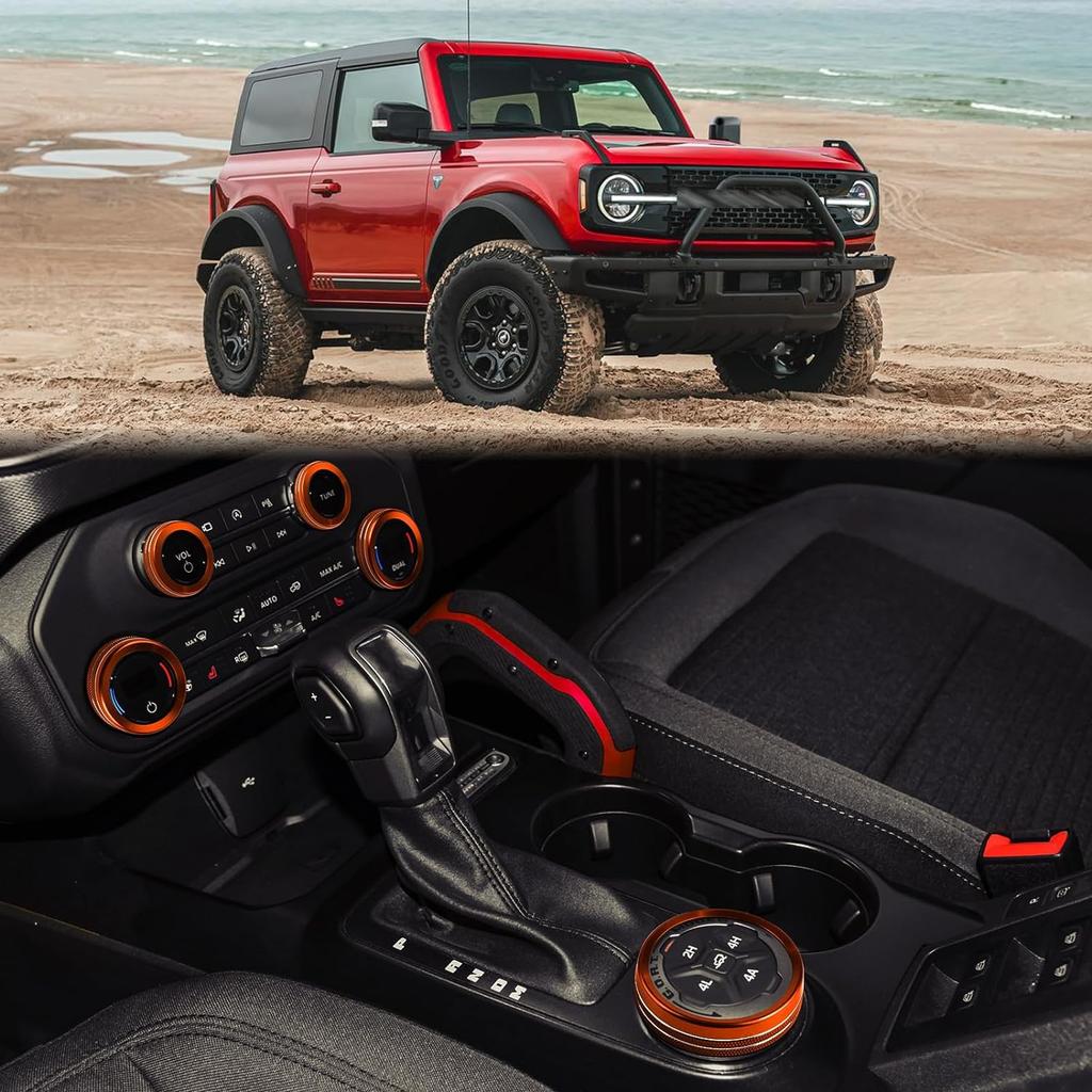6 шт. для Ford Bronco, аксессуары 2021 2022 2023 2024, автомобильные внутренние ручки центральной консоли, декоративные накладки -оранжевый