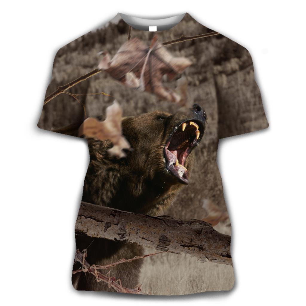 Новинка, хит продаж, 3D футболка, летняя повседневная мужская модная уличная одежда, детская рубашка с короткими рукавами, камуфляжная рубашка с охотничьим животным