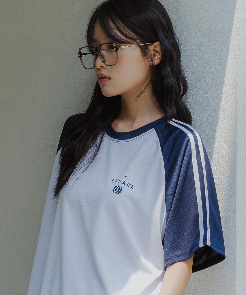 ALVINCLO [Mesh] Manifest Raglan Color Block Track Oversized Short Sleeve Tee Ast4804 (4 Colors)