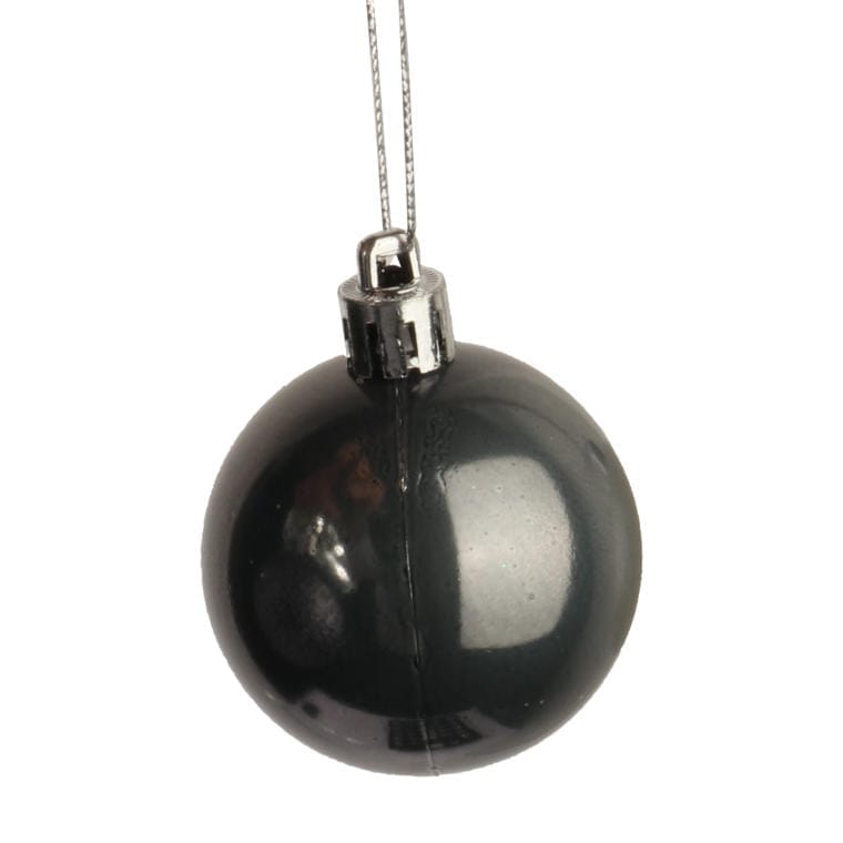 Set of 30 plastic baubles in graphite and white