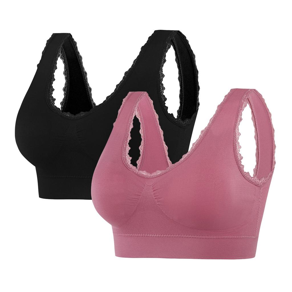 Double-layer sports lace without steel ring text yoga less vest shock-proof sleep large size