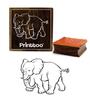 Printtoo Brown Wooden Rubber Stamp Elephant Pattern Craft Textile Square Stamps-2 X 2