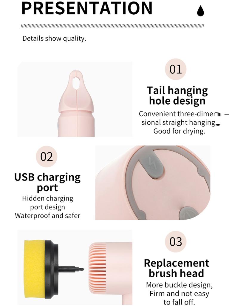 Xiaomi Xiaomi 1pc Electric Spin Scrubber, Electric Cleaning Brush 3-in-1 Handheld Kitchen Cleaner Cordless Spin Scrubber, Power Scrubber Bathr