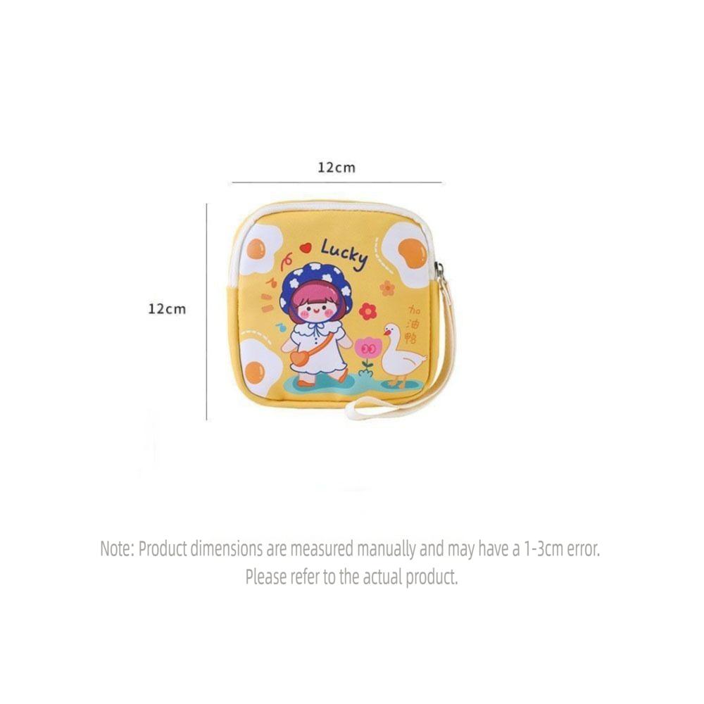 Zipper Sanitary Pad Pouch Cartoon Girls Mini Cosmetic Bags for Lipstick Key Earphone Data Cables