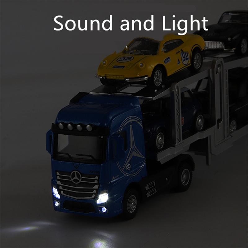 1/50 Alloy Diecast Metal Model Toy Container Truck Pull Back with Sound Light High Simitation Collectibles Kids Cars Toys Gifts