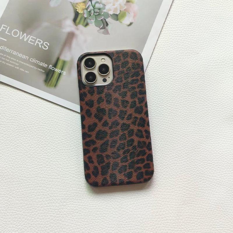 For Apple iPhone 7 to iPhone 16E 16 Pro Max Lady Leopard Print Fashion Half Pack PU Leather Phone Case Cover