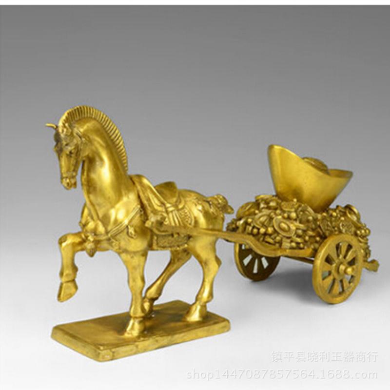 Бронзовая Конная Повозка Юаньбао Украшение Зодиакальная Лошадь Повозка Домашний Декор Церемония Открытия Ремесленное Подарок