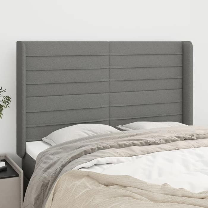 Maison Exclusive - Tête de lit avec oreilles Gris foncé 147x16x118/128 cm Tissu