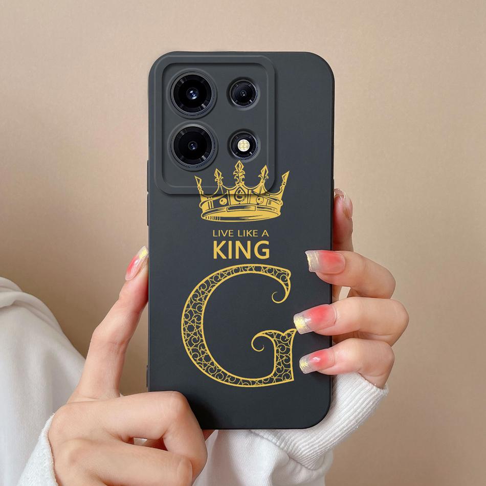 Для Infinix Note 30 Pro Vip 30i Чехол Корона 26 Букв Улучшенная Защита Камеры Мягкий Чехол из Жидкого Силикона Для Infinix Note30 30Pro