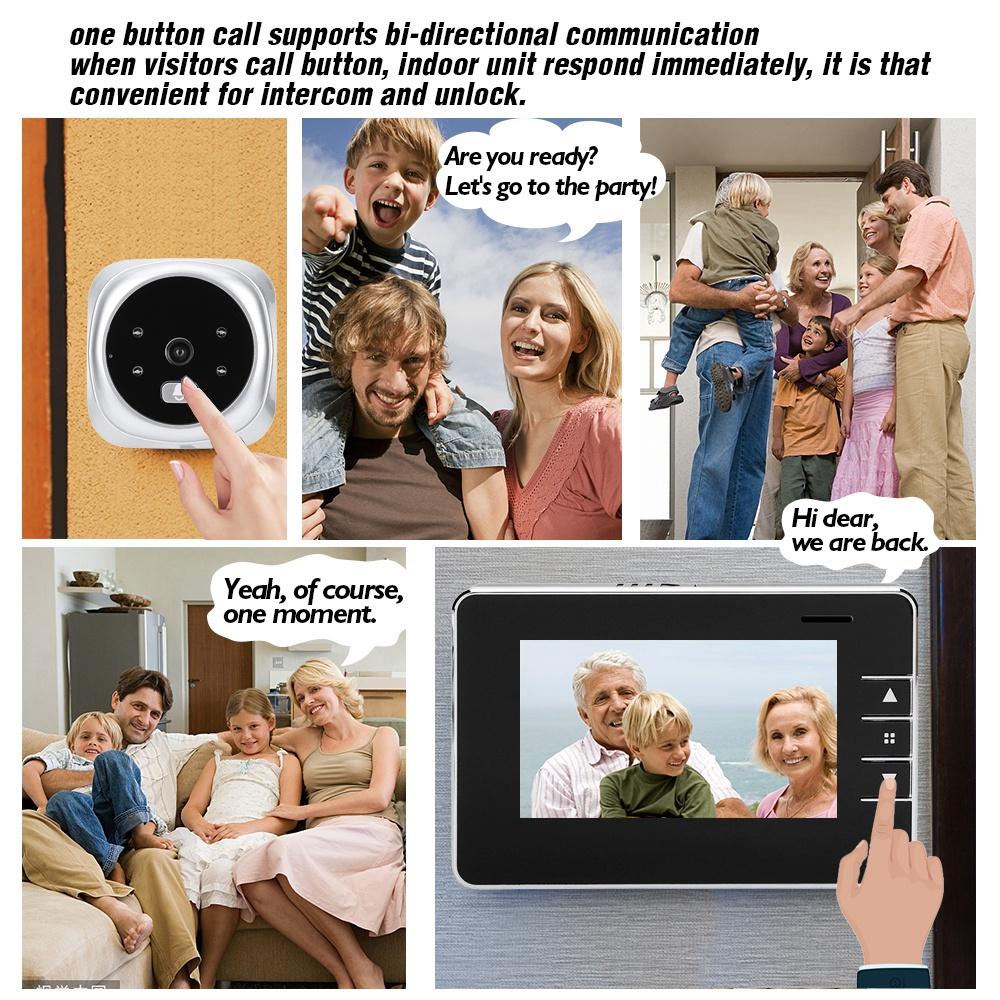 Большой экран 2,8-дюймовый HD-цветной ЖК-экран. Домашний умный дверной звонок, беспроводной видеодверной звонок. Светодиодный индикатор ночного видения. Камера безопасности. Электронный дверной телезритель.