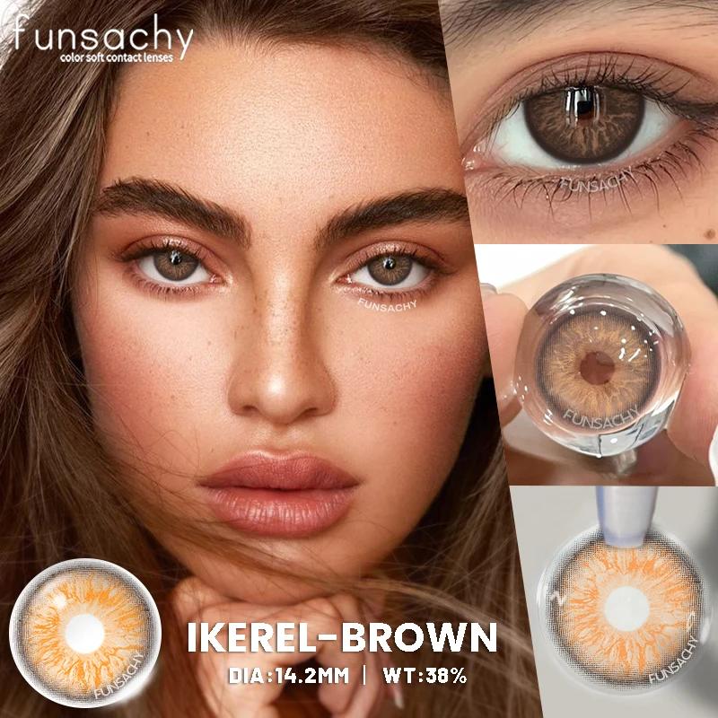 FUNSACHY 2pcs Colored Contact Lenses for Eyes Brown Color Makeup Contacts Lens Fashion Beautiful Cosmetic Gray Pupil Yearly Use