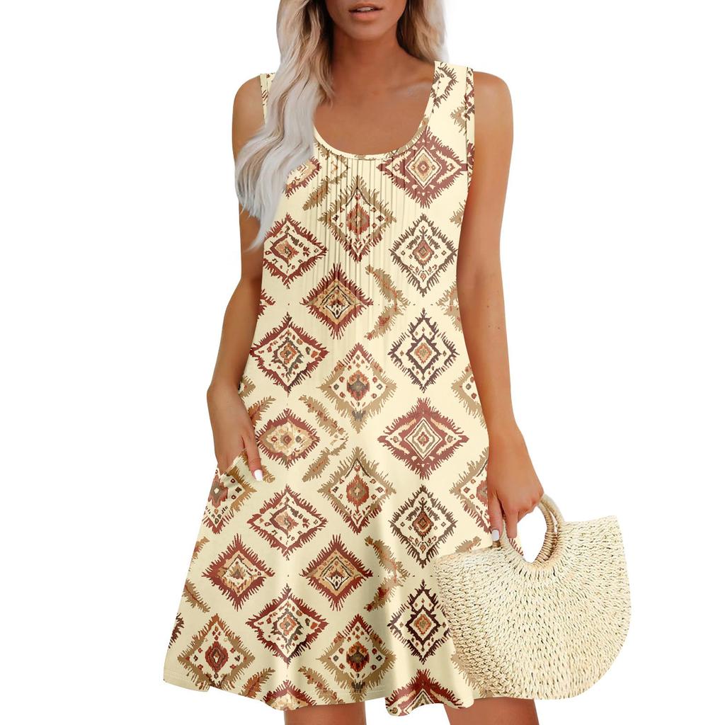 Женский повседневный сарафан с карманами, летнее пляжное платье в стиле бохо, праздничное платье для женщин, платья-майки