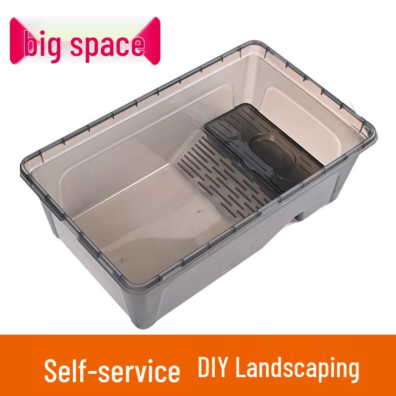 Черепашья вилла: Большой аквариум с платформой для грения, дренажем и защитой от побега