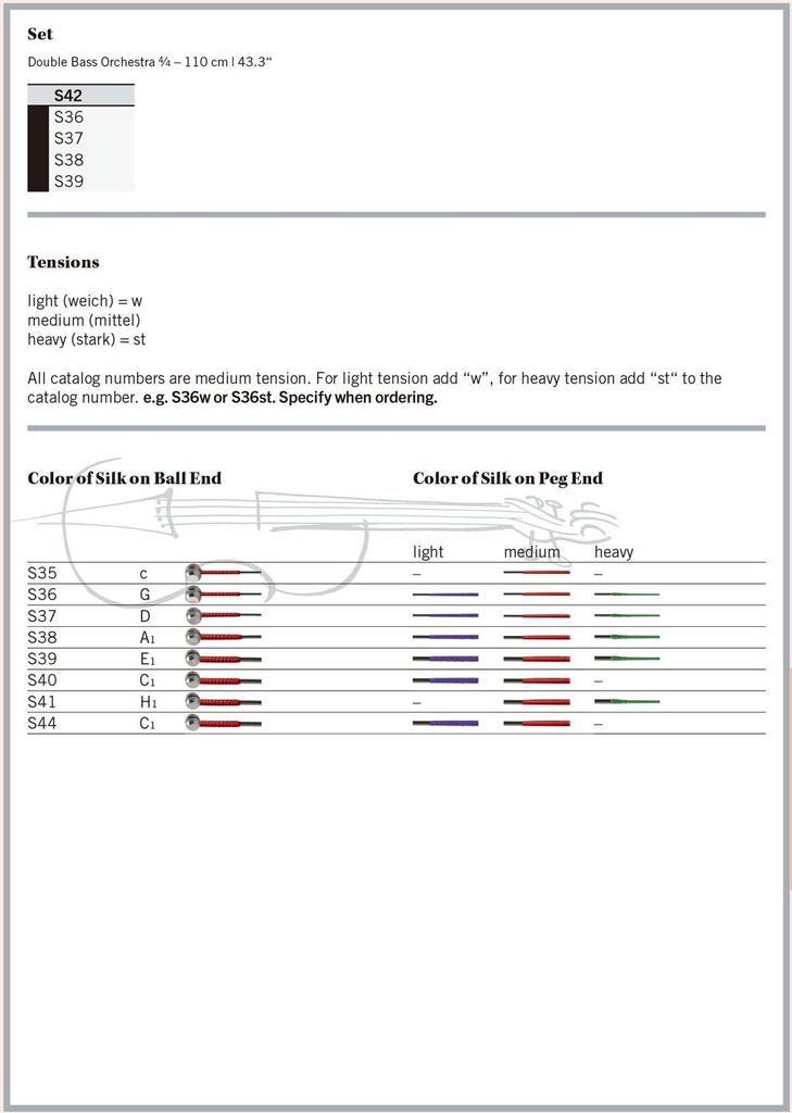 Thomastik Комплект струн для контрабаса SPIROCORE размер легкое натяжение 4/4 (вейх)