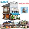 Каждый японский дом для сушиМагазин Bricks Светодиодный японский дом для паровых булочек Строительные блоки Летнее кафе Cada Игрушка Серия «Вид на улицу» Набор