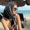 New Silk Scarf 90x90 Square Scarf Female Western Style Fashion Black Striped Print Turban Scarf Multi-purpose Hijabs