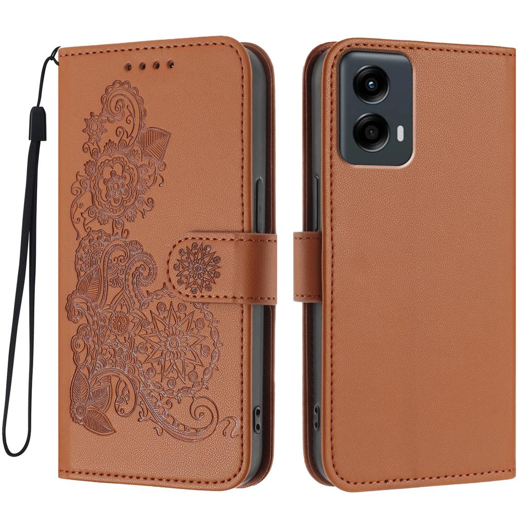 For Motorola Moto G Play 5G (2024)/Motorola Moto G 5G (2024) Phone Cases Mandala Flower Leather Wallet Mobile Cover with Strap