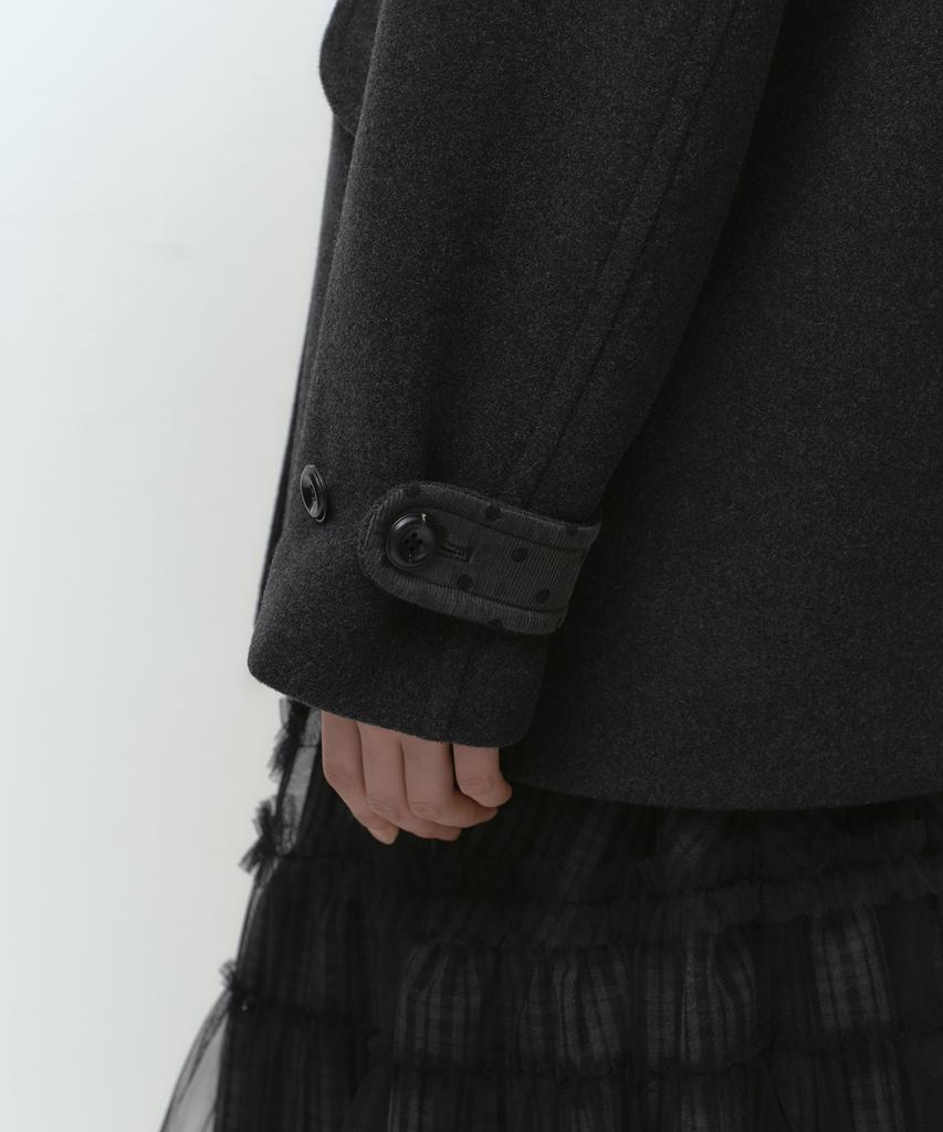 MUSINSA STANDARD WOMAN [Ojesio Collaboration] Cashmere Blend Double Half Coat [Charcoal Gray]