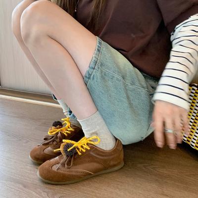 Виноградная мать, тот же стиль увеличивается на 3 см~ модные контрастные шнурки, круглый носок, универсальные шишки, повседневные немецкие тренировки на толстой подошве