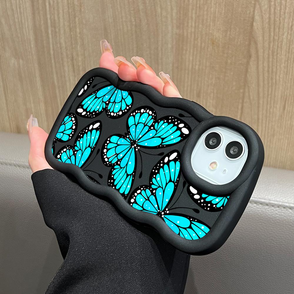 Для iPhone Redmi 13 13C 14C Note 13 12 Pro Samsung A05 A06 A13 A14 A15 A16 Honor X6 X6a X8 X8a Мягкий силиконовый чехол для телефона с волнистым краем и рисунком бабочки