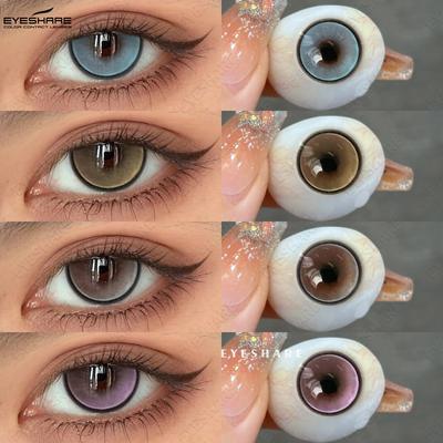 Цветные контактные линзы 2 шт. Фиолетовые новые удобные цветные мягкие линзы Зеленые свежие натуральные косметические линзы Синие модные линзы для макияжа