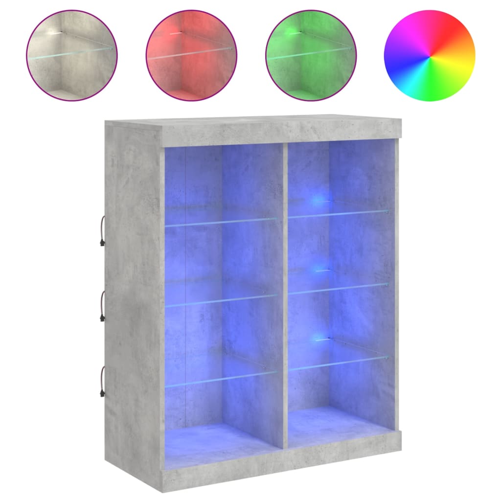Sideboard with LED Lights Concrete Grey 81 x 37 x 100 cm