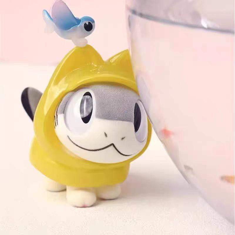 Новая оригинальная фигурка Sharkitty Серия Ver.1 с флоковым покрытием Кавайное животное Коробка-сюрприз Декор для стола Украшение Подарок на день рождения