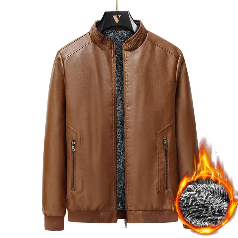 Мужская кожаная куртка в стиле business casual со стойкой, простая мужская куртка, универсальная куртка в корейском стиле, модная куртка высокого качества