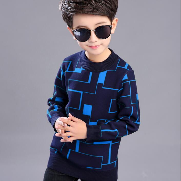 Свитер с круглым вырезом Осень и Зима Плюс Бархатное Утолщение Внутри Теплый Свитер Детский Свитер