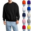 Unisex Solid Color Round Neck Pullover Ribbed Long-sleeved Sweatshirt