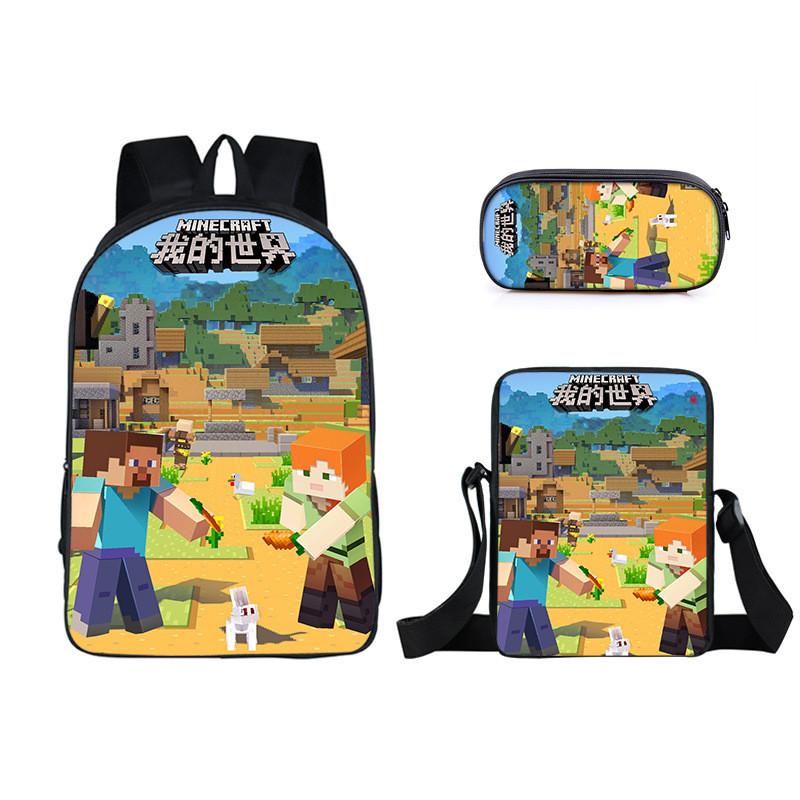 Minecraft Cartoon Game Character Printed Children Large Backpack Capacity