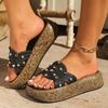 Fashion Ladies Shoes 2025 Fashion Open Toe Women's Slippers Summer Crystal Casual New Rivet Comfortable Best Seller Platform Slippers