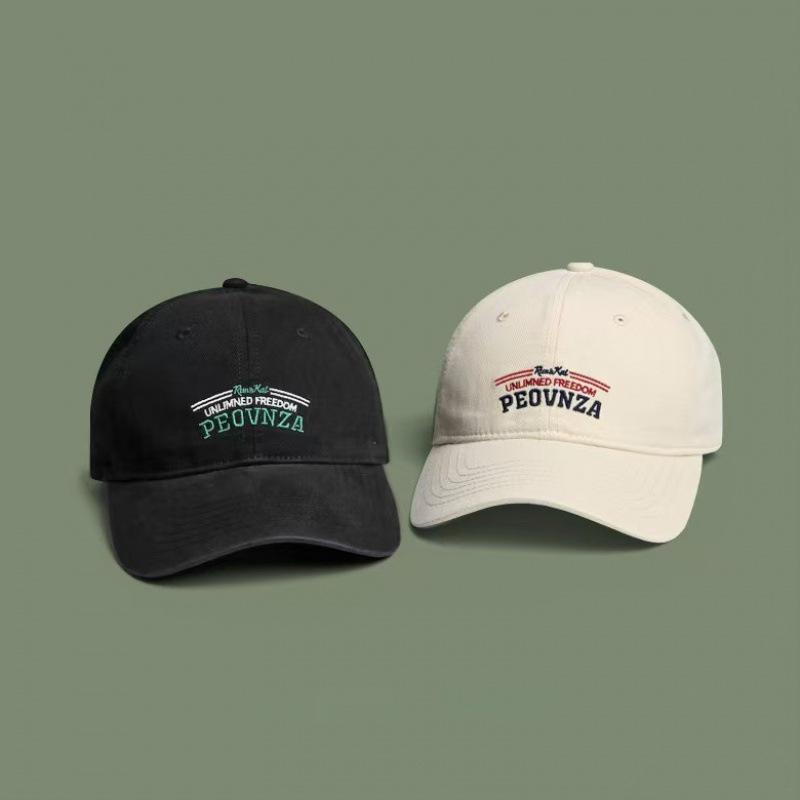 Japanese Casual Versatile Trendy Brand Couple Wide Brim Soft Top Cap Men'S Retro Embroidered Cap Women