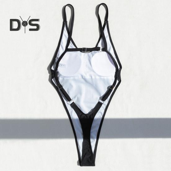 Женский сексуальный монокини с V-образным вырезом без рукавов купальник с открытой спиной, подчеркивающий фигуру, цельный бикини