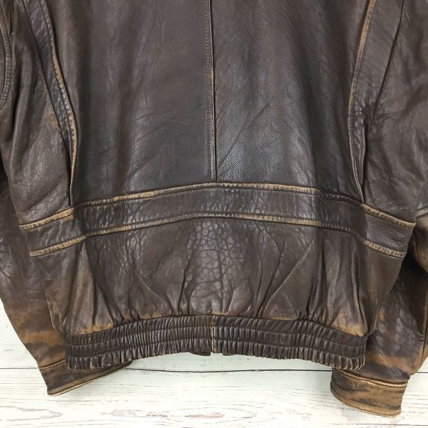 US NAVY Genuine Leather TYPE G-1 Flight Jacket Men's L Dark Brown Made in Korea Military Bomber(USED)