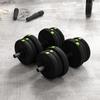 Adjustable Weight Barbell & Dumbbells Set Free Weights Strength Muscle Exercise Home Gym Training, Black and Green