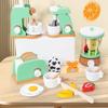 Toddler Pretend Play Wooden Kitchen Set: Toaster, Mixer, Coffee Maker, Juicer Toy.